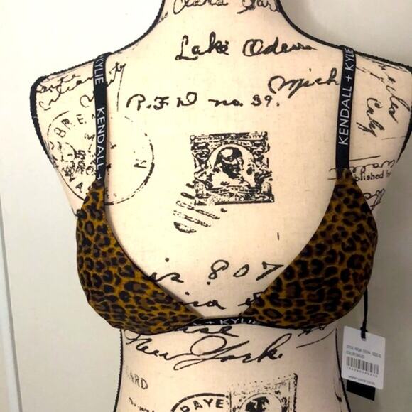 NWT! Kendall & Kylie Animal Print Logo Tape Bikini size XL - Picture 3 of 12